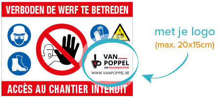 Werfbord met bouw pictogrammen en eigen logo